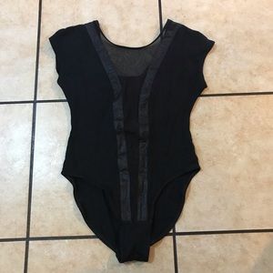 American Apparel Black Mesh Cut Bodysuit Medium